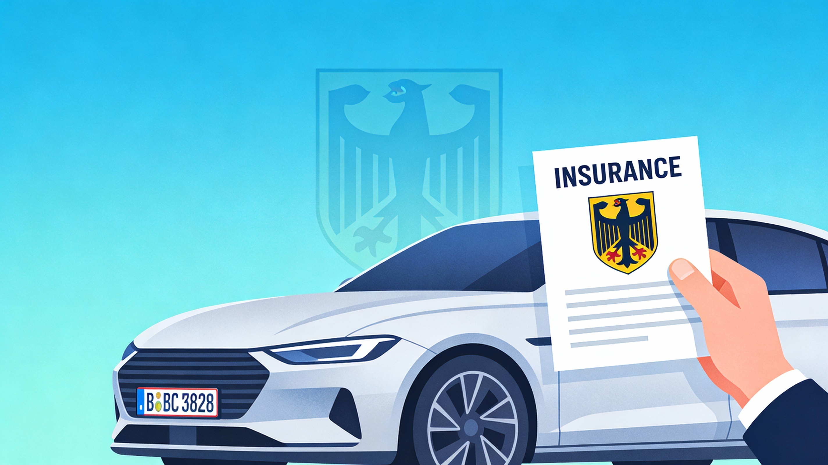 Auto mit Nummernschild und Versicherungskarte