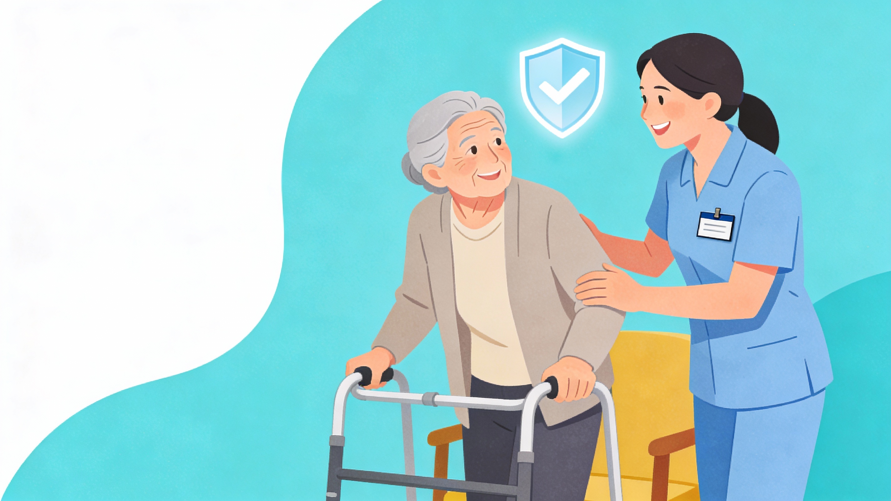 Pflegekraft hilft älterer Person